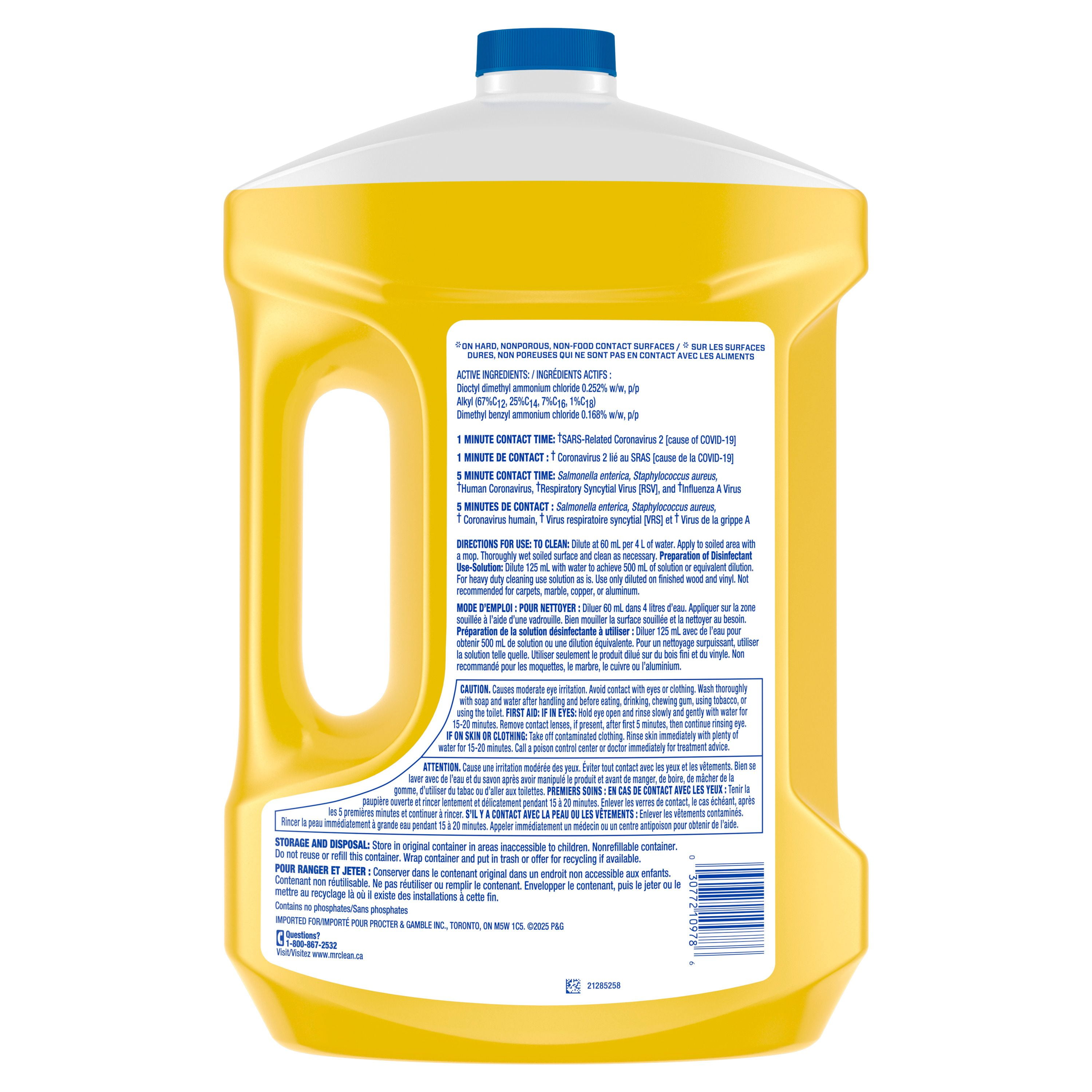 Nettoyant tout usage antibactérien M. Net, nettoyant pour planchers, savon pour vadrouille, nettoyant liquide, Citron, 2,93 L (FRENCH) GOI F&B - Item Short Description