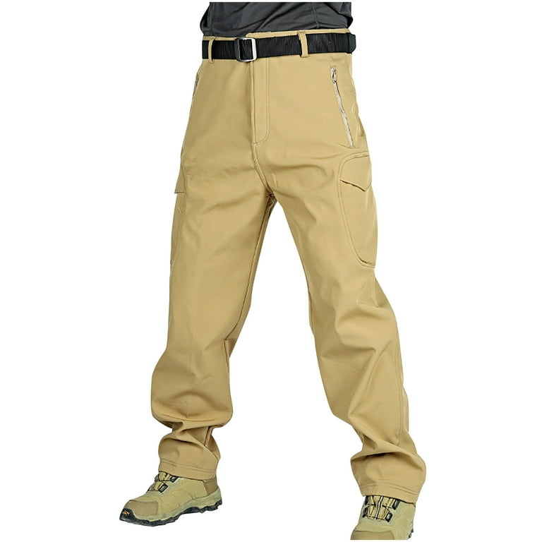 Herrnalise Thicken Mens Winter Fleece Lined Cargo Pant Windproof