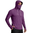 thumbnail image 3 of Men's Sun Protection Hoodie with Built-in Face Mask and Long Sleeves Featuring Ice Silk Fabric in Black Blue Brown Green for Summer Fishing Hiking Cycling or Outdoor Work Dark Purple S, 3 of 5