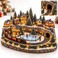Animated Holiday Train & Ice Rink Scene, 3D Lighted Christmas Village ...