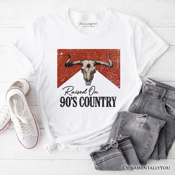 Raised On 90s Country T-Shirt, Vintage Bull Skull Tee