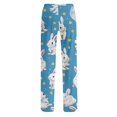 thumbnail image 6 of Adult Easter Pajamas Drawstring Stretch Waist Trendy Sleepwear Funny Bunny Print Soft Wide Leg Pants (Dark Blue,3XL), 6 of 7