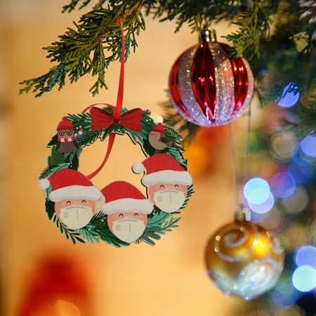 

huanledash Christmas Wreath Christmas Pendant Decor Face Cover Wearing Christmas Santa Handcrafted Christmas Tree Decorating Hanging Wreath for Home