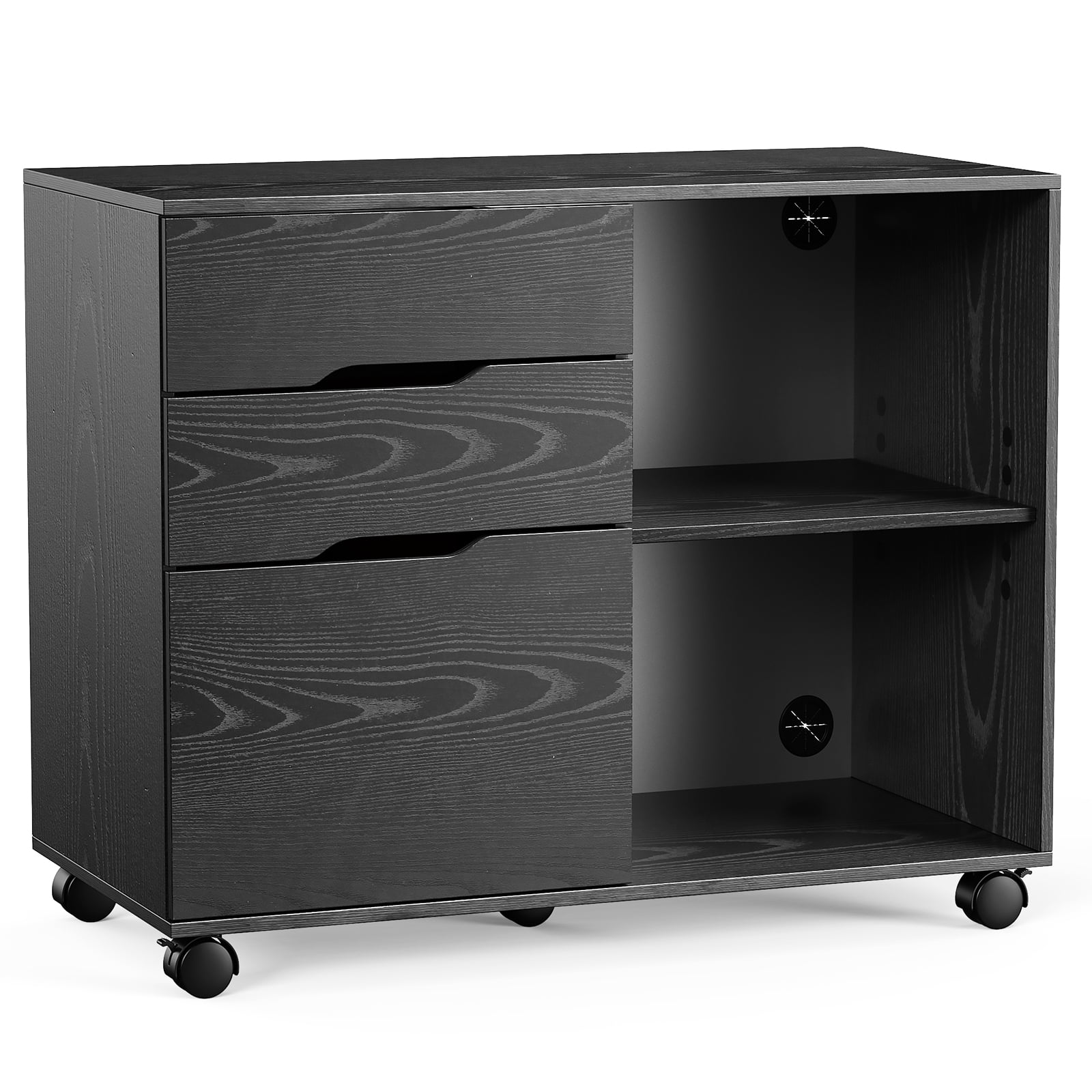 CONCETTA 3 Drawer Mobile File Cabinet with Lock, Under Desk File Storage for Home Office, Black