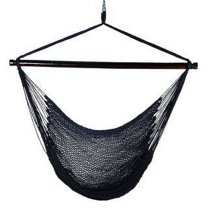 The Hamptons Collection 48" Navy Blue Tight Weave Hammock Hanging Caribbean Rope Chair