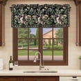 thumbnail image 6 of Black Spring Floral Curtain Valances for Windows, Kitchen Valance Window Treatments Panel 2 Pack, Elegant Pastoral Flowers Birds Watercolor Rod Pocket Short Curtains for Bathroom Bedroom 42 x 12 Inch, 6 of 8
