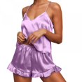 thumbnail image 6 of Patlollav Womens Casual Print Colorblock Frill Hem Set Housewear Sexy Suspender Vest Suit, 6 of 6
