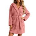 thumbnail image 6 of Zormilly Robes for Women Plush Fleece Long Hooded Nightgowns with Pockets Warm Fashion Casual Fluffy Soft Bathrobes,S-2XL, 6 of 7