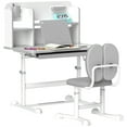 thumbnail image 2 of Kids Furniture Qaba Kids Desk and Chair Set, Height Adjustable Kids School Study Desk and Chair Set with Tilt Desktop, Storage Drawer and Reading Rack for Writing, Reading and Drawing, Gray,Baby Nurs, 2 of 10