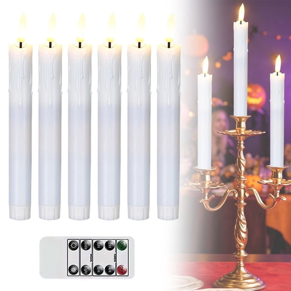 Handied Lack Flameless Taper Candles Flickering 7 Inches Battery Operated 6 Pcs Realistic LED Candlesticks Made Of Plastic For Halloween Home Decor