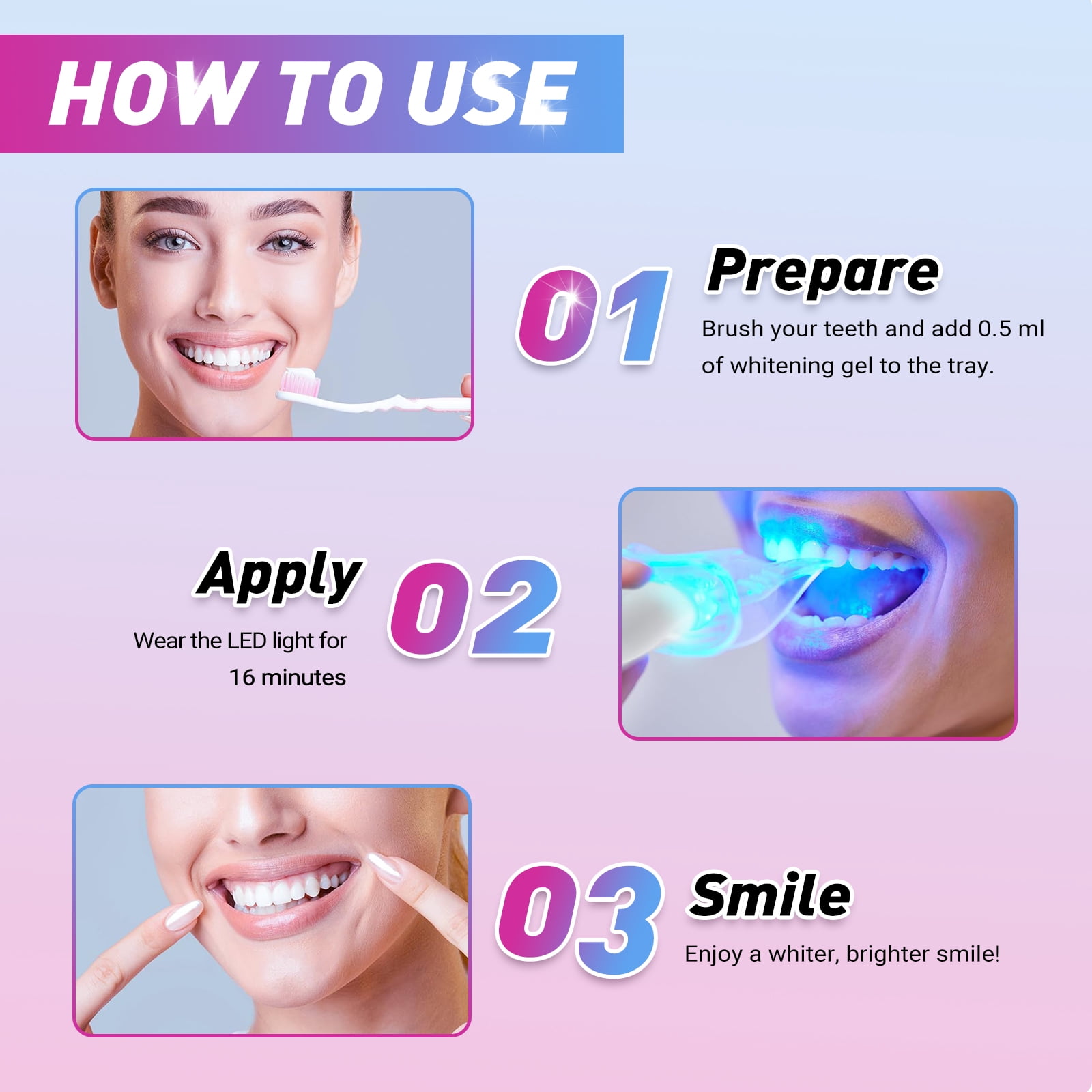Welan Pro Teeth Whitening Kit with 32-LED Light Tray, 10Min 3x3ml Non-Sensitive Whitening Gel Tooth Whitener