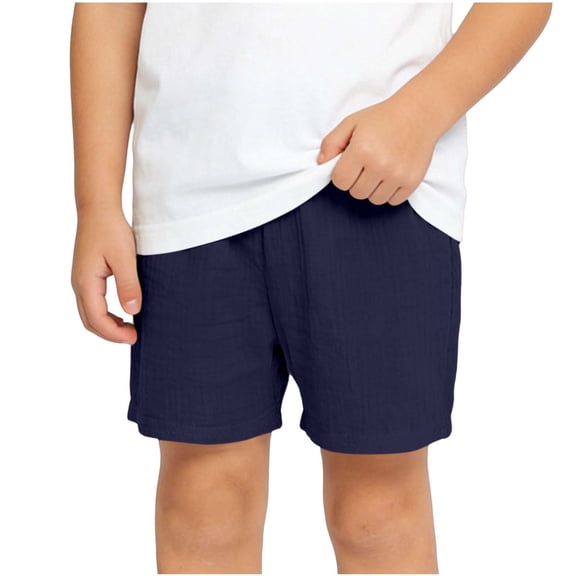 FSYBOA Boys Shorts, Trendy Elastic Wasit Casual Above Knee Kids Shorts Navy Size 6T