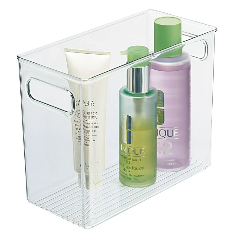 mDesign Plastic Tall Deep Organizing Bin with Built-In Handles, 2 Pack -  Clear 