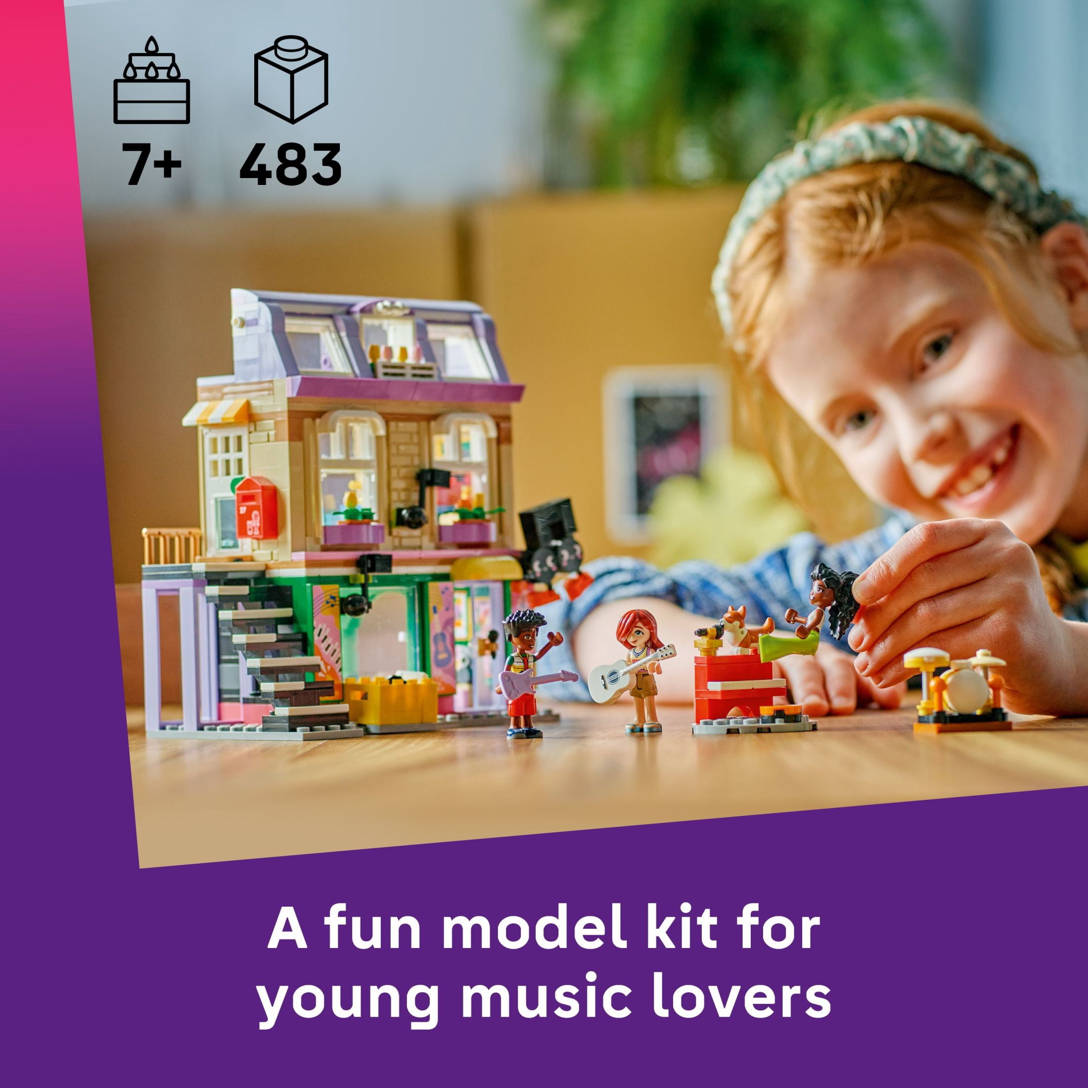 LEGO Friends Music Store & Apartment Building Set - Interactive Storytelling Playset for Girls & Boys, Ages 7+ - Includes Marimba the Corgi Toy - Gift Idea for Birthdays and Music Lovers - 42653