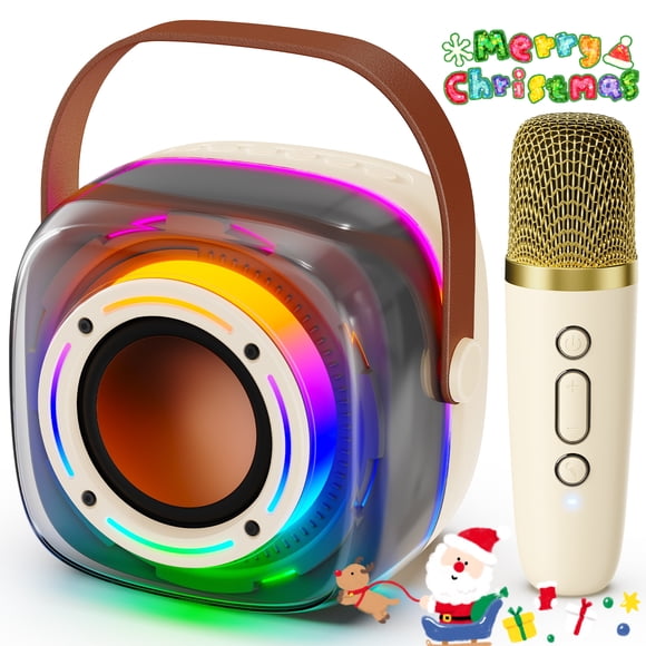 Bocina JYX, Altavoz Bluetooth Portátil con Micrófonos Inalámbricos y Luces LED de Colores, D39