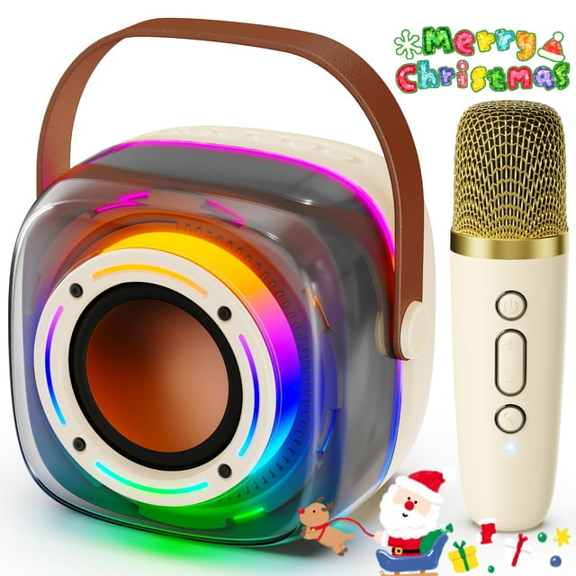 Bocina JYX, Altavoz Bluetooth Portátil con Micrófonos Inalámbricos y Luces LED de Colores, D39