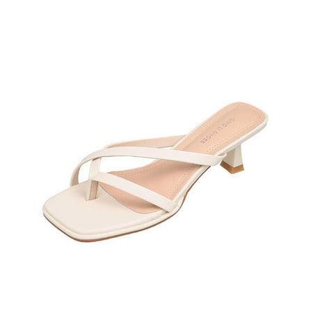 

Awdenio Summer Womens Sandals Ladies New Summer Fashion Flip-flops With Skinny Heels