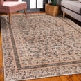 thumbnail image 3 of Leaf Decorative Rug, Bohemian Retro Pattern of Botanical Garden Blooms Rustic Effect Artwork, Quality Carpet for Bedroom Dorm and Living Room, 6 Sizes, Warm Taupe, by Ambesonne, 3 of 4