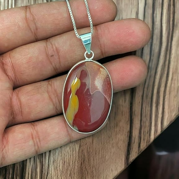 Mookaite Jasper Gemstone Pendant for Women, Mookaite Jasper Necklace With Box Chain, Anniversary Gift For Her