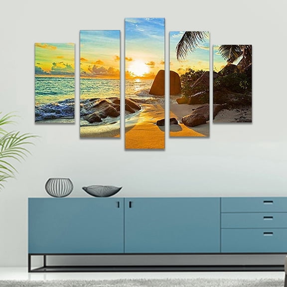 Safeglitz Unframed Modern Art Canvas Print–Oil Painting-Style Picture, Perfect for Home Wall And Room Decoration,5Pcs Canvas Hanging Modern Frameless Oil Painting 20*35Cm*2P 20*45Cm*2P 20*55Cm*1P