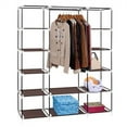 thumbnail image 2 of Goorabbit Portable Wardrobe Closet Clothing Organizer with Dustproof Non-Woven Fabric Closet Storage Organizer for Bedroom With 12 Shelves and 1 Clothes Hanging Rail,(150*45*175cm)-Dark Brown, 2 of 12
