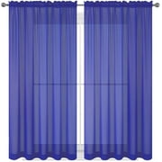 Royal Blue Drape/Panels/Scarves/Treatment Beautiful Sheer Voile Window Elegance Curtains Scarf for Bedroom & Kitchen Fully Stitched and Hemmed 63 inch size, Set of 2