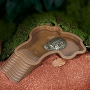 Yannianjz under $5 Tortoise Water Bowl with Ramp Leaf Tortoise Food Water Pool Reptile Bathing Turtle Soaking Dish Aquarium Habitat Accessories