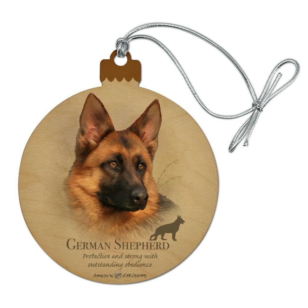 German Shepherd Dog Breed Wood Christmas Tree Holiday Ornament