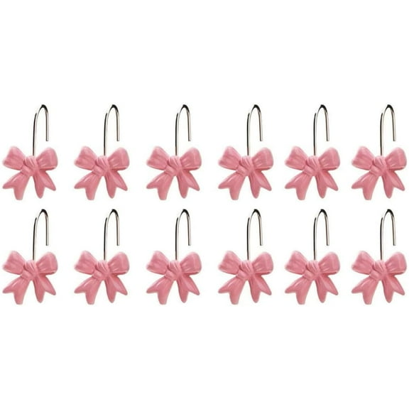 12 Pcs Shower Curtain Hooks Bow Knot Shower Hangers Pink Curtain Rings Metal Curtain Hanger for Bathroom Bedroom Living Room Home Decor,Topboutique