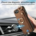 thumbnail image 6 of Allytechgroup Wallet Case for iPhone 16e, Support Car Mount, Luxury PU Leather Shockproof Anti-Fall 360° Finger Ring Stand Rotatable Kickstand Case with Magnetic Snap & Card Slots, Brown, 6 of 8