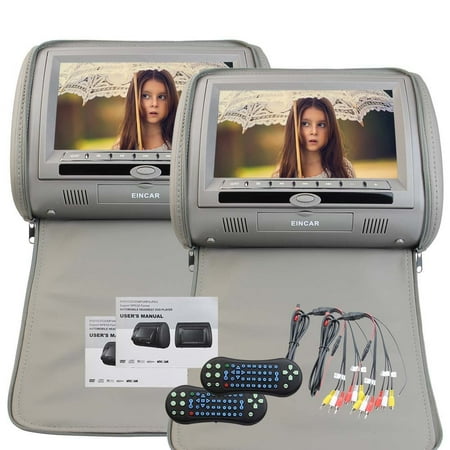 2PCS Universal 9inch Car DVD Player Pillow Headrest Multimedia system HD 800480 LCD Wide Screen Auto Monitor Included Remote