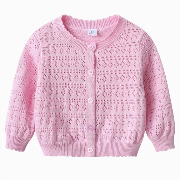 Toddler Boys Girls Cardigan Sweater School Uniforms Toddler Long Sleeve Button Knit Solid Sweaters Tops 6-12 Months 12-24 Months 2T 3T 4T 5T 6T 7T 8T 9T Children(Pink,4-5 Years)