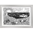 thumbnail image 1 of Beach Scene - Etching - Lantern Press Artwork (18x12 Giclee Art Print, Gallery Framed, Silver Wood), 1 of 1