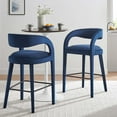 thumbnail image 3 of Modway Pinnacle Performance Velvet Bar Stool Set of Two in Midnight Black, 3 of 10