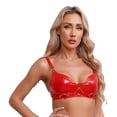thumbnail image 5 of Sujetador Push Up de charol con aspecto mojado para mujer, Top Sexy con remaches de anilla tórica de Metal, Bralette sin aros, lencería, ropa de discoteca gótica Punk, 5 of 5
