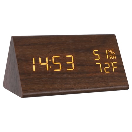 LEORX Triangle Digital Alarm Clock Wood Brown 1Pcs