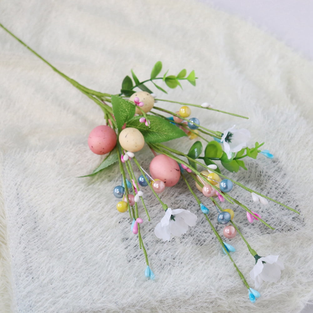 Artificial Easter Egg Berry Stems DIY Easter Rustic Easter Decorations for Easter Home Decor and Flower Arrangement D 3PCS