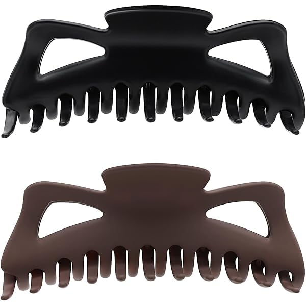 wonima11 Extra Large Claw Clips for Thick Hair and Long Hair, 2 Pack XXl Jumbo Claw clips, Oversized Matte Non-slip Butterfly Hair Clips for Women, Big Strong Hold Jaw Clip, Black and Brown
