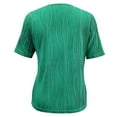 thumbnail image 6 of MIXUE Boho Tops For Women Summer Striped Print Solid Color V Neck Off Shoulder Short Sleeve Sexy Fashion Tee Shirts Sportswear,Green,M, 6 of 6