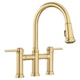 thumbnail image 5 of Empressa Double Handle Gooseneck Bridge Kitchen Faucet with Pull-Down Sprayer, Satin Gold, 5 of 5