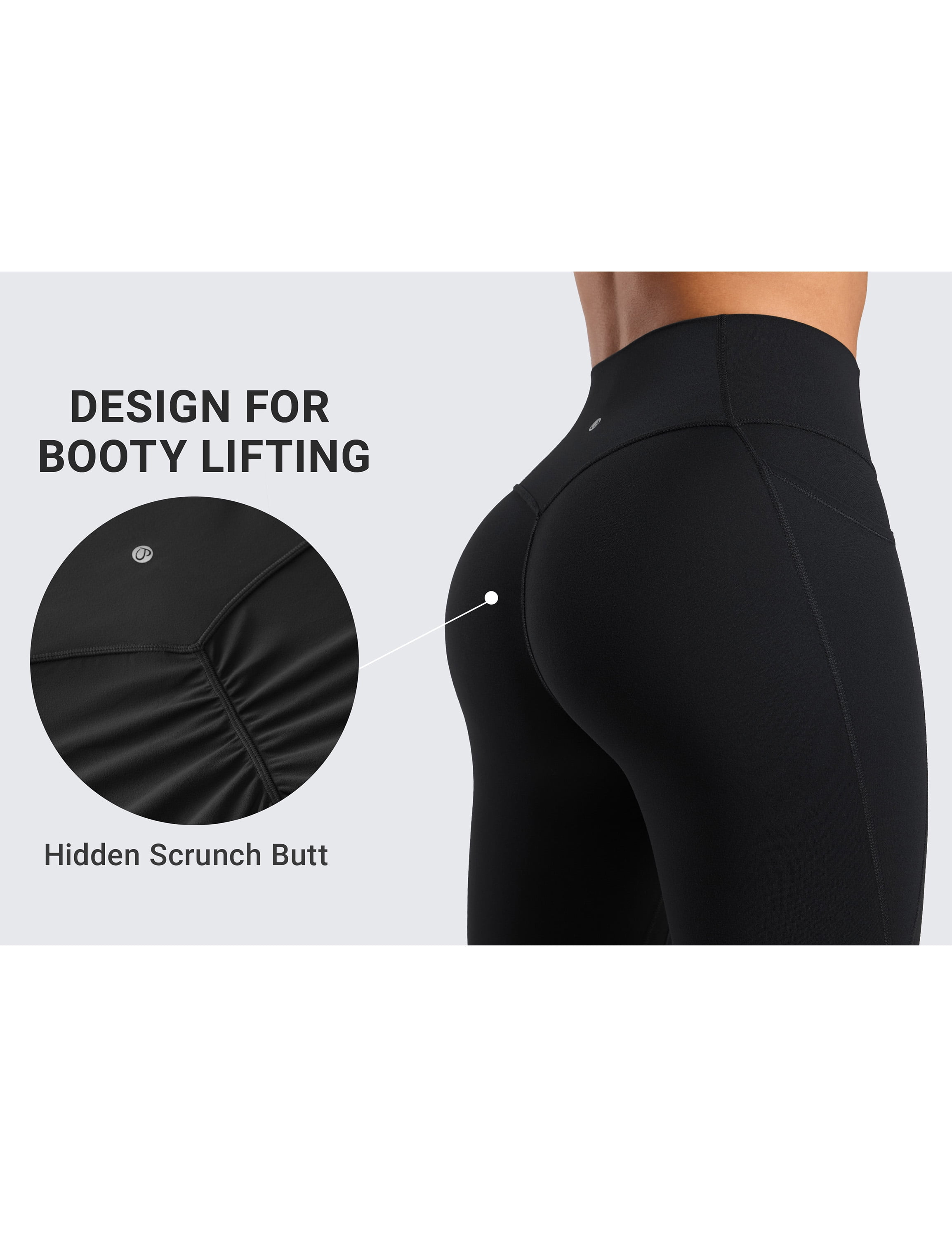 CRZ YOGA Secretsculpt Butterlift Workout Leggings Pockets 25" No Front Seam High Waist Womens Yoga Pants Scrunch Butt