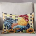 thumbnail image 3 of Retro Rooster Throw Pillow Cover 20 x 30 Inch Decorative Pillow Cover Yellow Sunflower Watercolor Animals Plaid Lumbar Pillowcase Seasonal Rectangle Cushion Case for Couch Sofa Bed Living Room, 3 of 7
