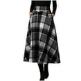 thumbnail image 2 of QSAWXQZ Women's Plaid Flared Midi Skirt Button A Line Casual Fall Skirt with Pockets for Spring Black XL, 2 of 9