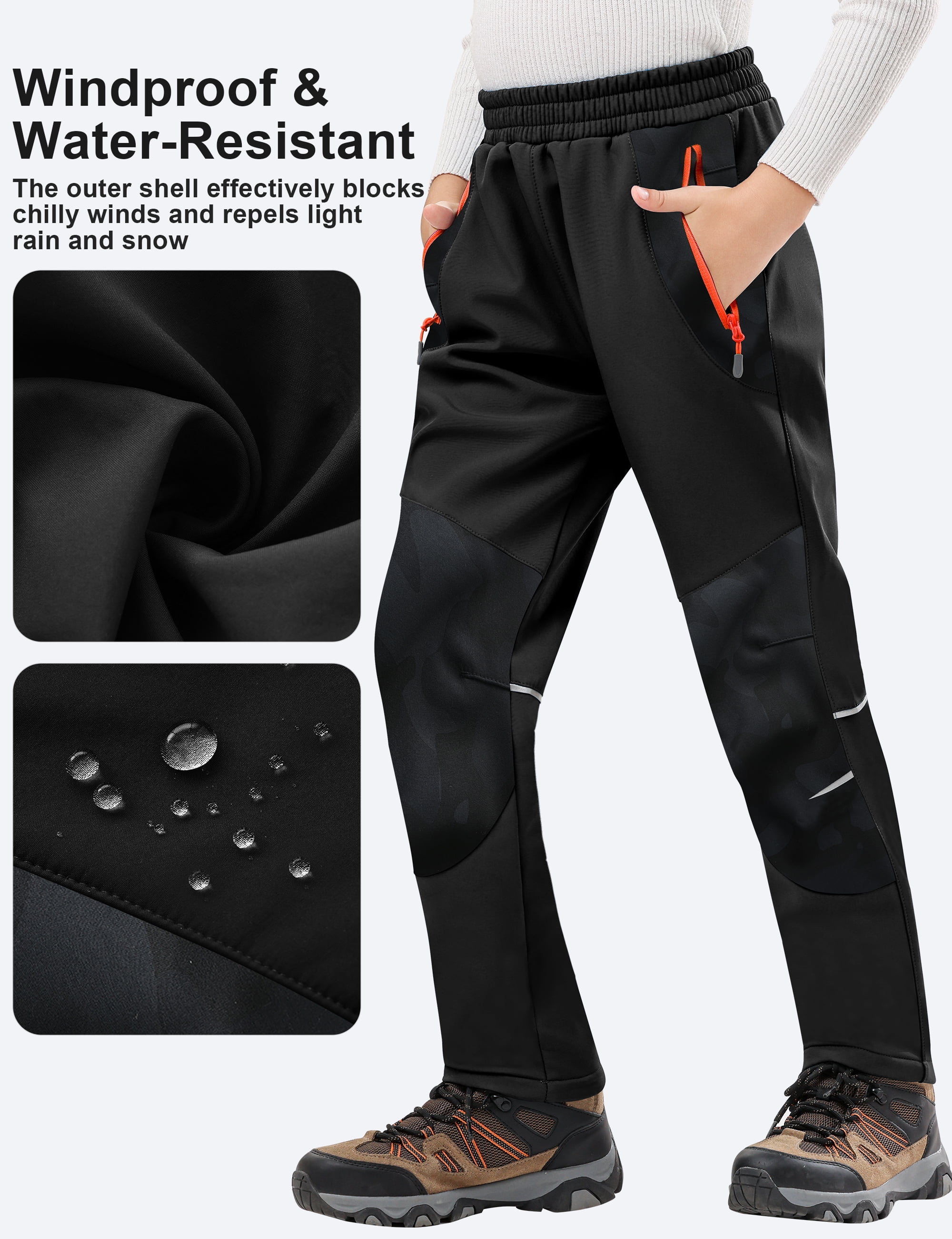 Lavenicole Kids Boys Girls Youth Waterproof Hiking Ski Snow Pants Elastic Waist Warm Insulated Pants