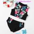 thumbnail image 4 of Traje de baño para niñas Traje de baño con estampado de flores para niña pequeña Trajes de baño para niños Traje de baño para niñas de talle alto dividido Traje de baño de playa hawaiano con cremaller, 4 of 8