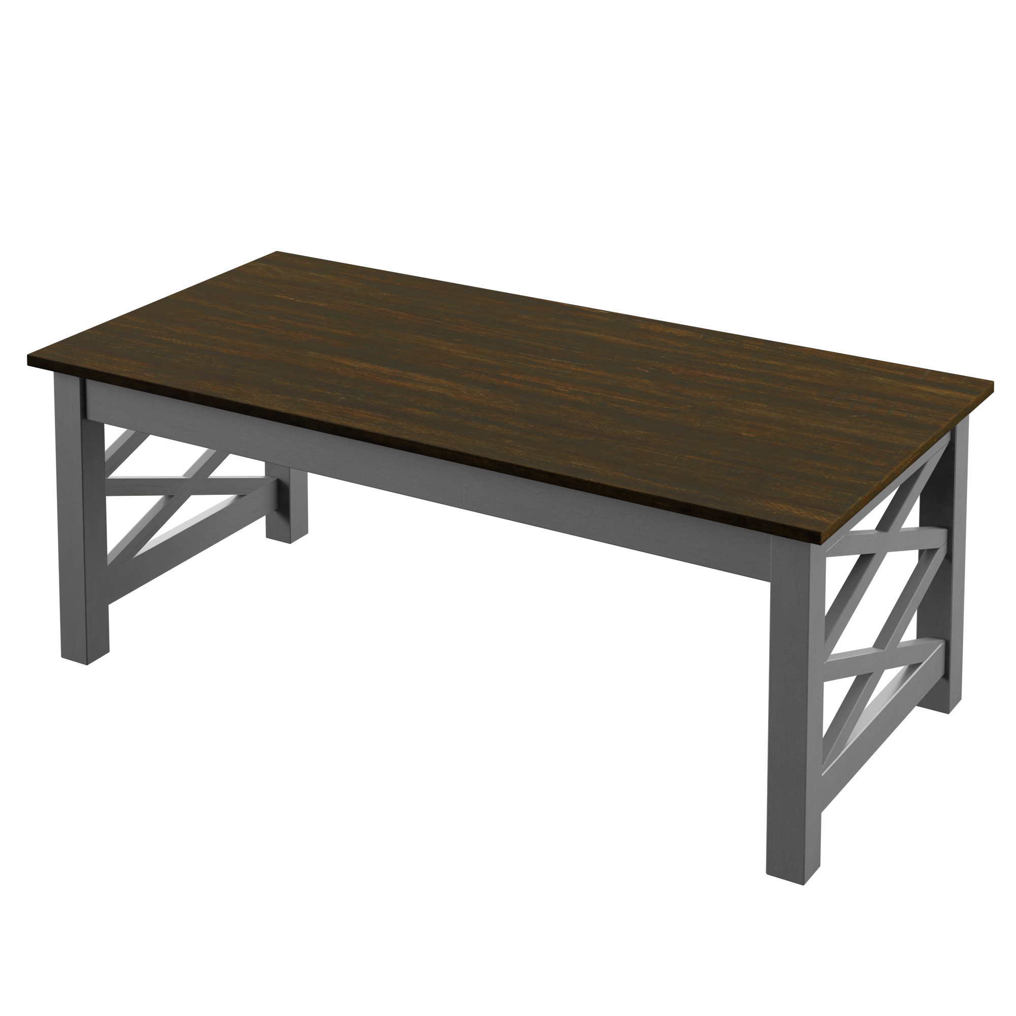 Twin Star Home Modern Farmhouse Coffee Table with Criss-Cross Details in Antique Gray - image 4 of 5