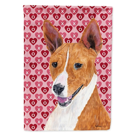 Basenji Hearts Love and Valentine's Day Portrait Flag Canvas House Size