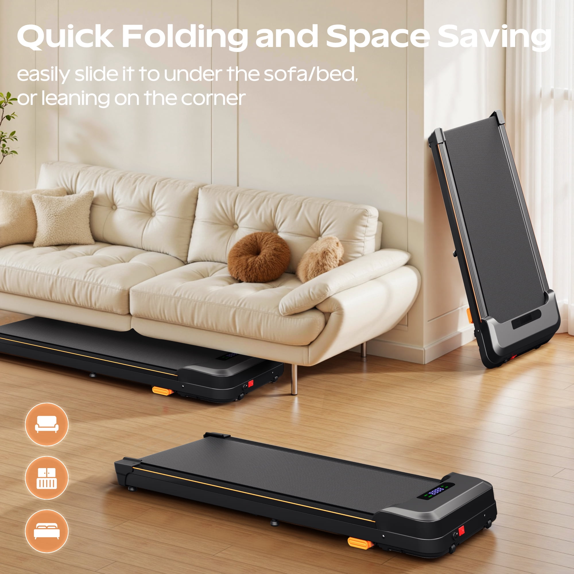 Primy Walking Pad with Incline, Portable Treadmill for Home, 4 in 1 Walking Pad Incline with Remote Control 300LB Capacity, 2.5HP Compact Treadmill with LED Display for Walking and Running