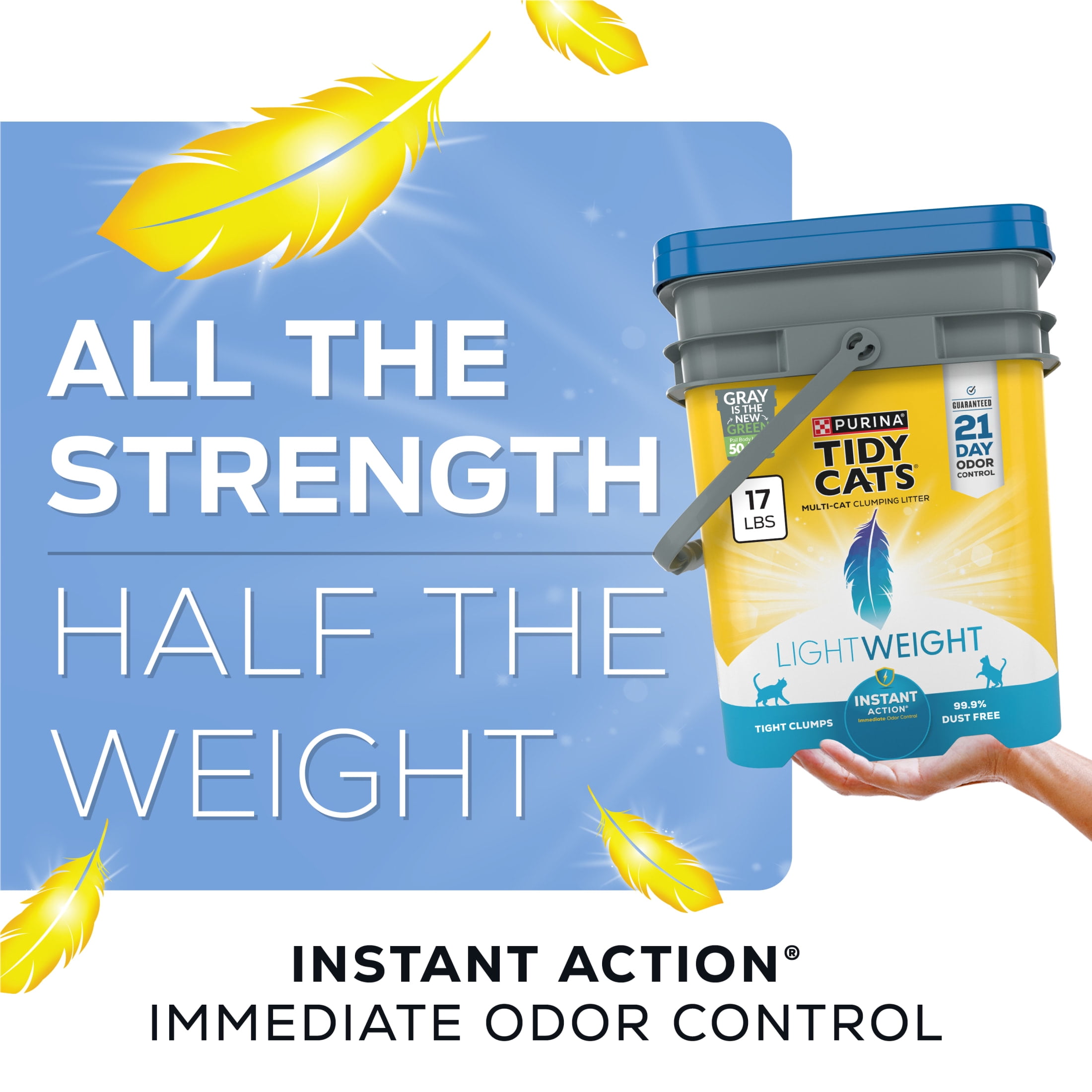 Purina Tidy Cats Instant Action LightWeight Cat Litter, Floral Scent, 17 lb Pail