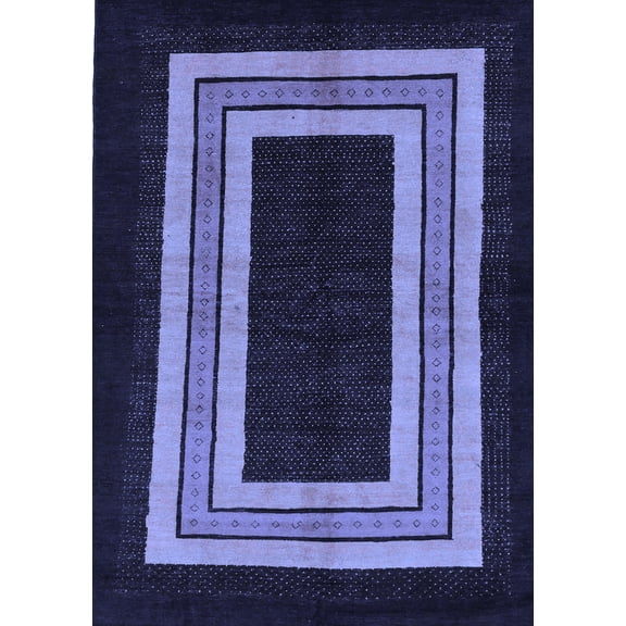 Ahgly Company Indoor Rectangle Abstract Blue Modern Area Rugs, 2' x 4'